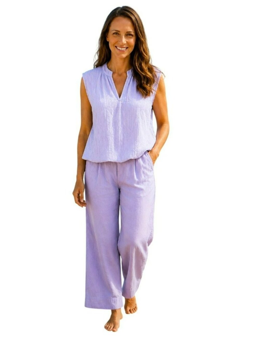 Cloth & Stone Sleeveless Lilac Textured Blouse Womens Medium Lightweight Cotton